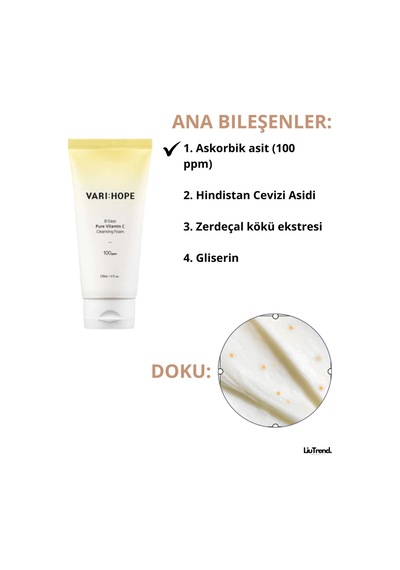 Varı Hope Varı:hope 8 Days Pure Vitamin C Cleansing Foam 120 Ml C Vitamini İçeren Temizleme Köpüğü