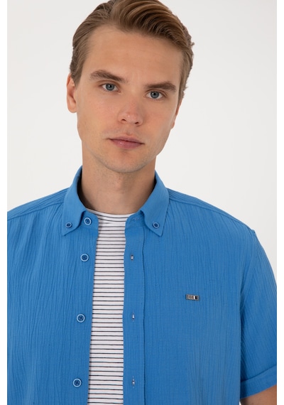 U.s. Polo Assn. Erkek İndigo Gömlek Kısa Kollu 50306328-vr028 İndigo