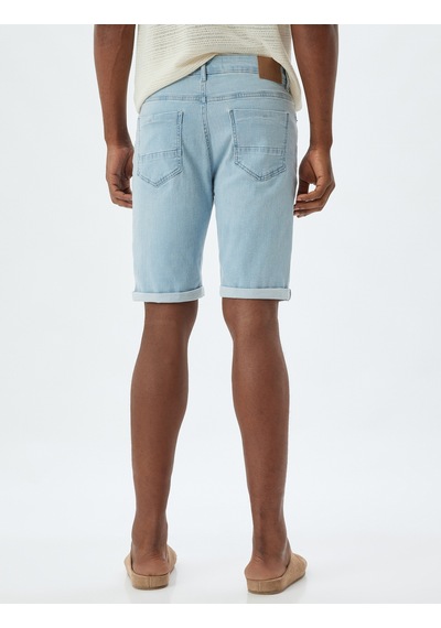 Koton Kot Şort Slim Fit Cep Detaylı Pamuklu Açık İndigo 4sam40130nd Açık İndigo