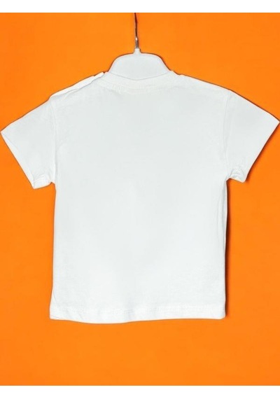 Divonette Erkek Bebek Baskılı Omuzdan Düğmeli T-shirt-15695 Krem