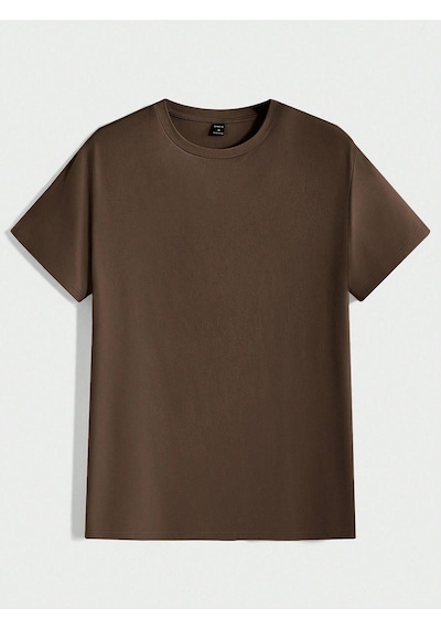 3'lü Basic Süprem T-shirt - Bebe Mavisi Kahverengi Bej Oversize Bisiklet Yaka Tişört Mavi