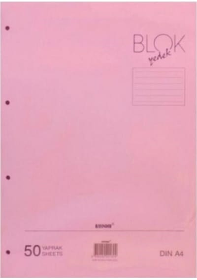 Pembe Kolej Yedek Çizgili 50 Yaprak 70 Gram A4