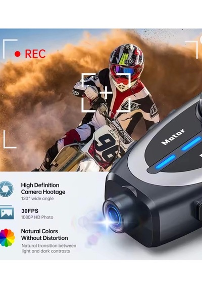 Nvg Q29 Motosiklet Kask Bluetooth Kulaklık Su Geçirmez Intercom Eşleşmeli 1080p Kamera Geniş Açı