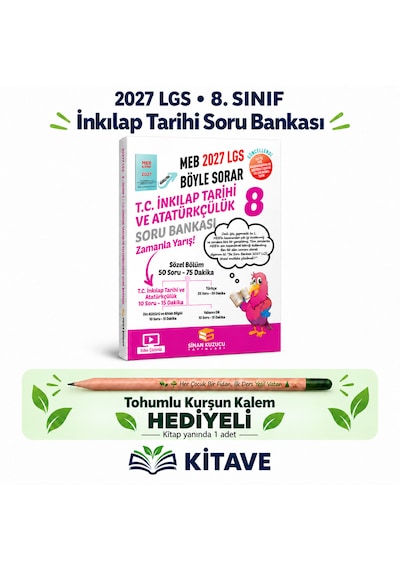 Sinan Kuzucu Yayınları 2027 Lgs 8.sınıf T.c. Inkılap Tarihi Ve Atatürkçülük Soru Bankası Tohumlu Kurşun Kalem Hediyeli