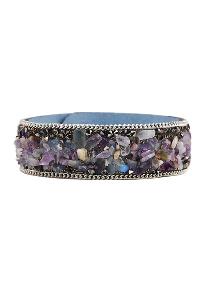 Omark Cotton Crystal Stones Bileklik No3 Mor
