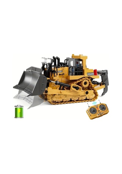 Uzaktan Kumandalı Buldozer Işıklı İnşaat Aracı 7-12 Yaş Erkek Çocuklar İçin