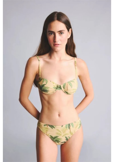 Defacto Regular Fıt Çiçekli Simli Kumaş Bikini Üstü G7029ax26smkh452 Haki-kh452