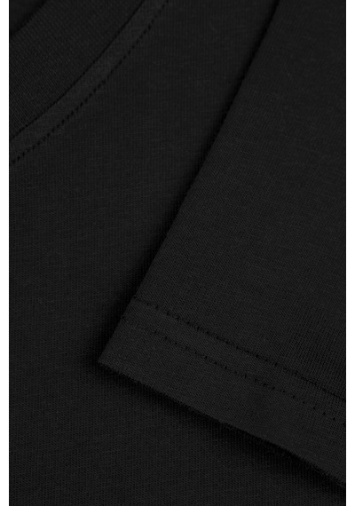 Goffra Kadın Vision V Yaka Premium Kalite Yoğun Dokulu Pamuklu T-shirt Siyah W102-r0220-09