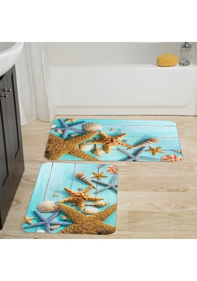 Eliana Home Dijital Baskılı 2'li Banyo Paspas Takımı Lna5017 Mavi
