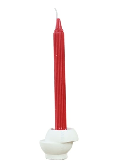 Mumluk Şamdan Tealight Ve İnce Mum Uyumlu Kesik Model - Beyaz