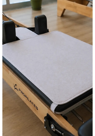 Kaymaz Silikon Tabanlı, Reformer Pilates Havlusu, Ter Emici Bambu Pilates Mat Havlu-krem Krem