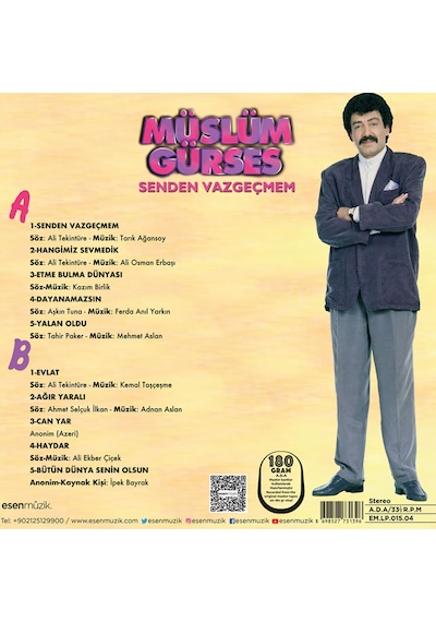 Müslüm Gürses - Senden Vazgeçmem  (Plak)