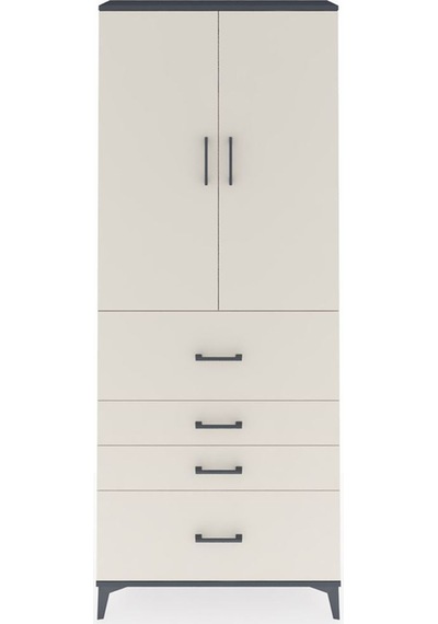Arges Dolap 3 Raflı 4 Çekmeceli 2 Kapaklı 88x30x221 Antrasit-aytaşı Antrasit