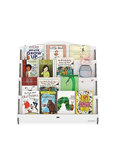 Lucky Montessori Ahşap Çocuk Odası 4 Raflı Kitaplık Meşe - Beyaz Abanoz - Beyaz