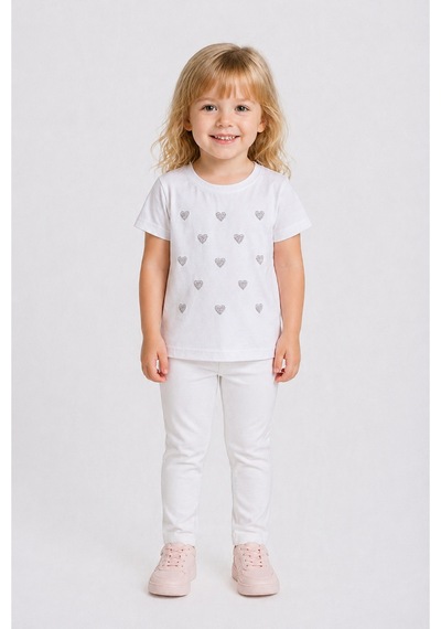 Yale Kids 3-8 Yaş Kız Çocuk %95 Pamuklu Tişört Beyaz