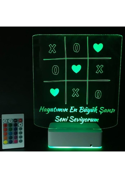 Sevgililer Gününe Özel 3D Aşk Oyunu Masaüstü Led Lamba