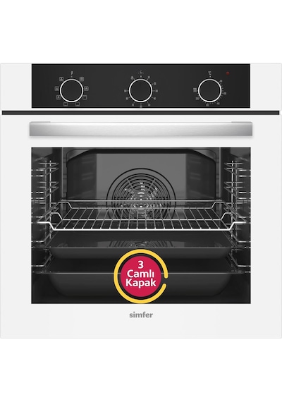 Simfer 9 Fonksiyon QS Beyaz Ankastre Set (8221 Fırın + 3507 Ocak + 8704 Davlumbaz)