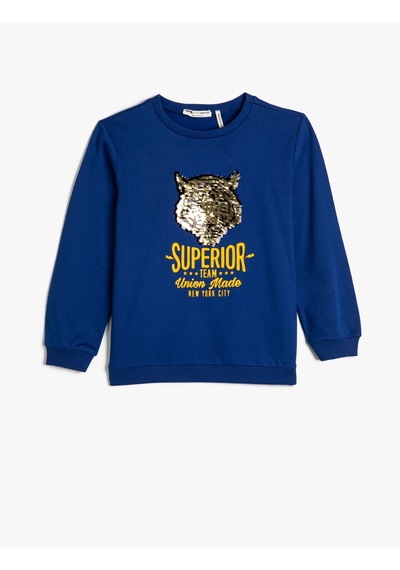 Koton Sweatshirt Kaplan Çift Taraflı Pul Payet İşlemeli Şardonlu Bisiklet Yaka Pamuklu Saks 4wkb10022tk Saks Mavi Koton Sweatshirt Kaplan Çift Taraflı Pul Payet İşlemeli Şardonlu Bisiklet Yaka Pamuklu Saks 4wkb10022tk Saks Mavi