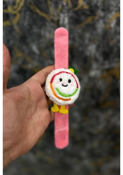 Sushi Peluş Bileklik Oyuncak Bileğe Vurunca Sarılan Slap Bileklik, Çok Amaçlı Saç Tokası Açık Pembe
