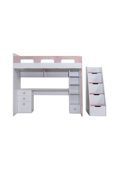 Ranza, Troya Ranza Masa Kitaplık - Antrasit 1 Adet Comfort Yatak Pembe- Beyaz 90 x 200 CM