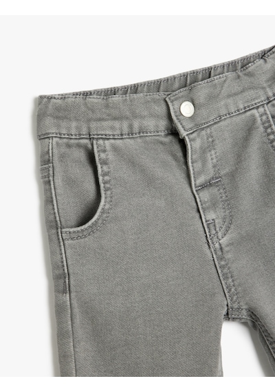 Koton Kot Pantolon Cepli Beli Lastikli Havuç Kesim Gri 5smb40011td Gri