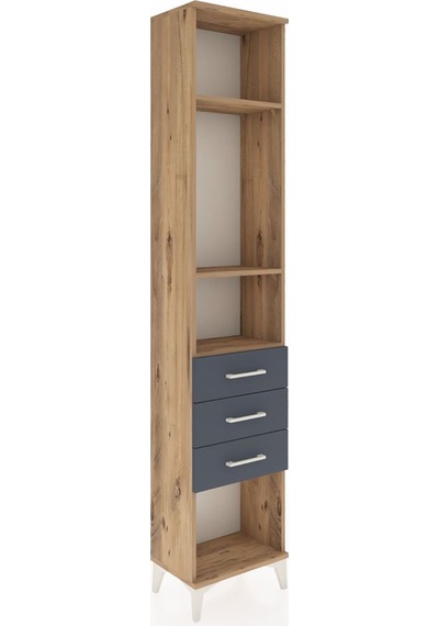 Arges Dolap 3 Raflı 3 Çekmeceli 44x30x221 Çam-antrasit Çam