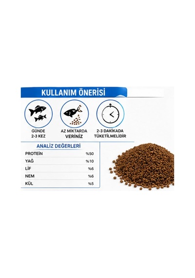 Tr Etçil Akvaryum Balık Yemi, Granül 500 800 Micron, Yüksek Proteinli%50, Hızlı Büyüme, Canlı Renk, Tüm Trop