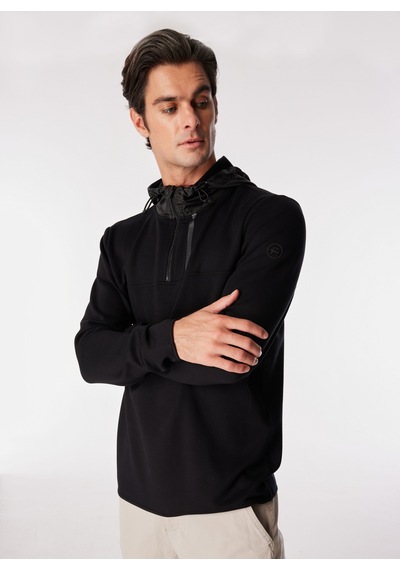 Fabrika Siyah Erkek Kapüşonlu Basic Baskılı Sweatshirt F4wm-swt 2758