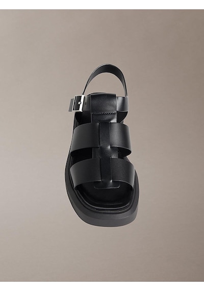 Calvin Klein Kadın Chunky Fisherm Deri Sandalet-14955 Siyah