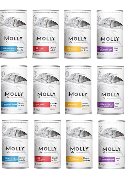Molly 4 Çeşit Karma Kedi Konservesi 400 G X 12 Adet