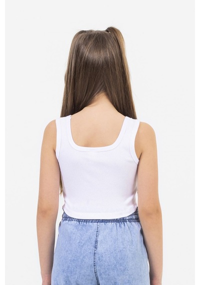 Dmb Kids Kız Çocuk Crop Tişört Dmb-0161 Beyaz