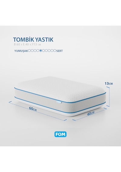 FOM Tombik Full Ortopedik Masaj Etkili Konforlu Visco Yastık, Ortopedik 60 x 40 x 13 Beyaz