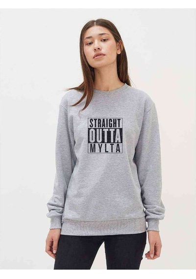 Pubg Straıght Outta Mylta Baskılı Gri Kadın Sweatshirt
