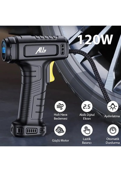 Ally 120w Kablosuz Basınç Göstergeli Mini Hava Popmpası Kompresörst-5007c- 5775