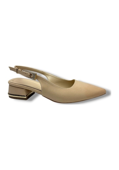Cshoes C-shoes Hk800-26 Süet Kısa Kare Topuk Arkası Açık Kadın Ayakkabı Bej