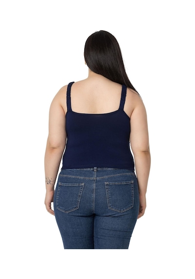 Disentis Büyük Beden Askıları Büzgülü Drapeli Crop Lacivert Body-lacivert Lacivert