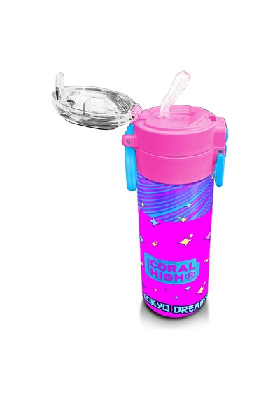Coral High Kids Mor Pembe Mavi K-popdesenli Pipetli Ve Direkt İçim Çelik Termos 500 Ml 31831 Mor - Lila