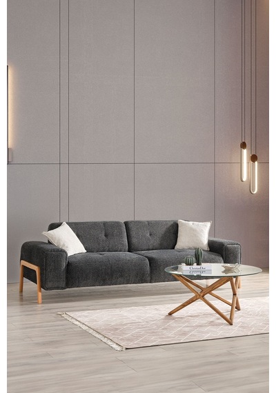 Dolex Kasalı Modern Sırt Mekanizmalı Koltuk Takımı 3 1 Antrasit Ceviz
