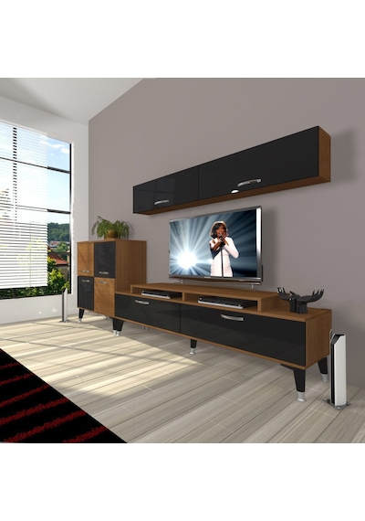 Decoraktiv Ekoflex 6y Slm Silver Tv Ünitesi Tv Sehpası Ceviz - Siyah