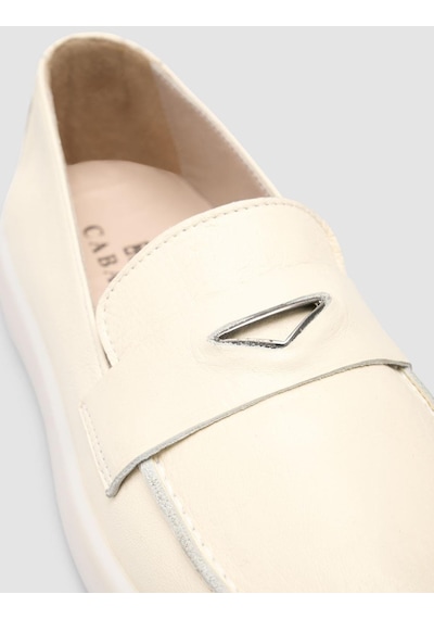 %100 Hakiki Deri Bej Kadın Loafer Bej