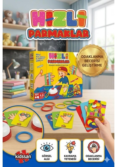 Hızlı Parmaklar: Hızını Konuştur, 36 Kart Zili İlk Sen Çal Aile El Becerisi Ve Zeka Oyunu.