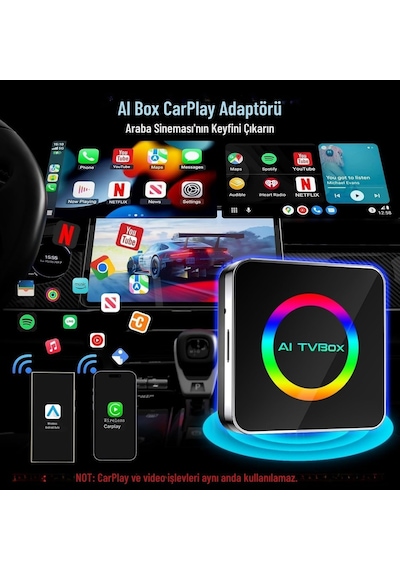 Yeni Nesil Araç Carplay Ve Android Auto Aı Box 4gb+64gb Android 14 Youtube & Netflix 10"