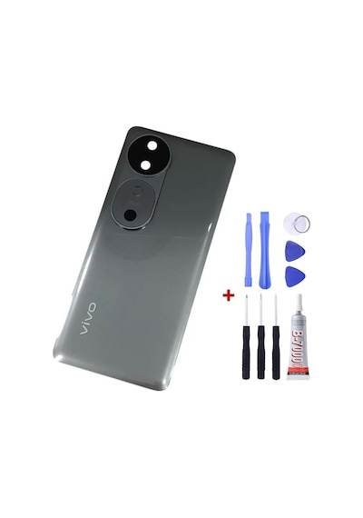 Vivo V40 Siyah Arka Cam Kapak Pil Kapağı Tamir Set B7000 Set Siyah