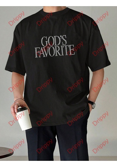 Flood Of Style Unisex God's Favorite Baskılı Tshirt Siyah Siyah