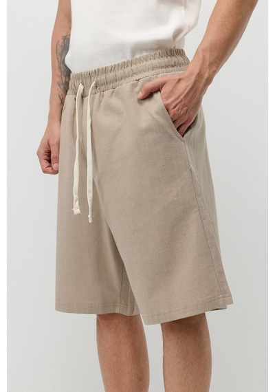 Vamos Basic Oversize Keten Şort Bej