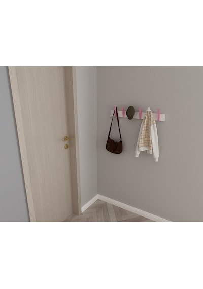 Hepsi3boyutlu Modern Duvar & Kapı Kanca Askılık - 6 Adet Pembe Kanca Askılık - Model No : 4 Pembe