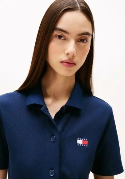 Tommy Jeans Tommy Hilfiger Kadın Lacivert Pique Polo Elbise Çok Renkli