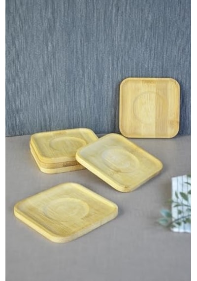 Bambu Serisi 10 Cm Genişlikte Kare 6'lı Çay Bardağı Altlığı 1