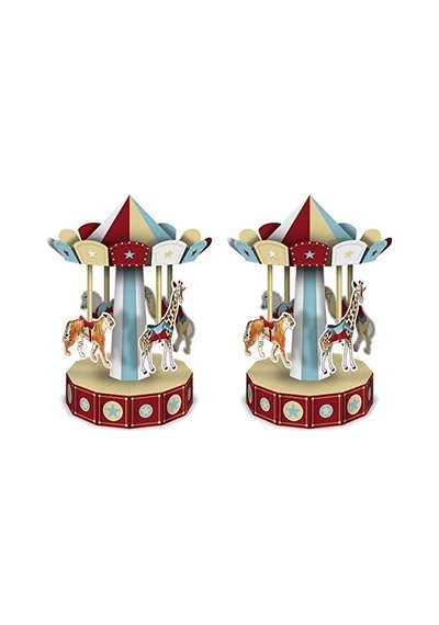 Beistle 3-d Vintage Sirk Carousel Centerpieces 2 Parça, 10", Çok Renkli