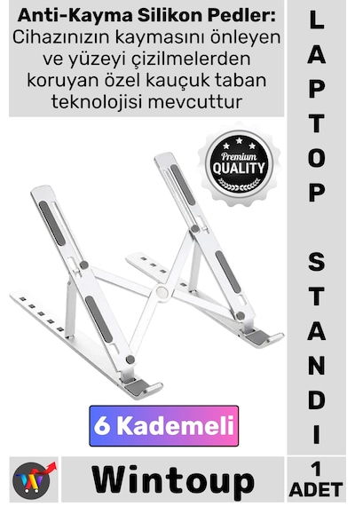 Stand 6 Kademeli Ergonomik Katlanabilir Taşınabilir Masaüstü Alüminyum Ayarlanabilir Laptop Standı Çok Renkli